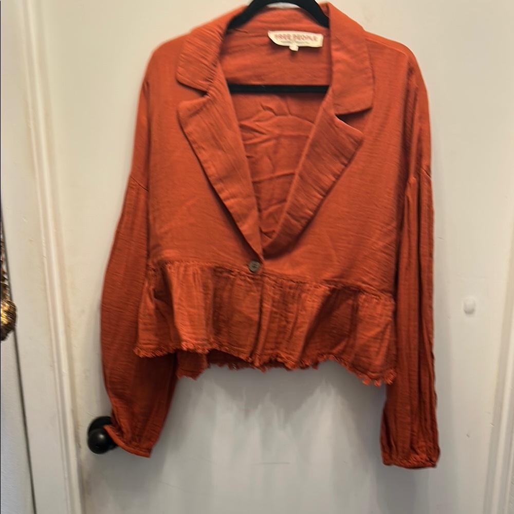 Free People Orange Cropped Blouse
